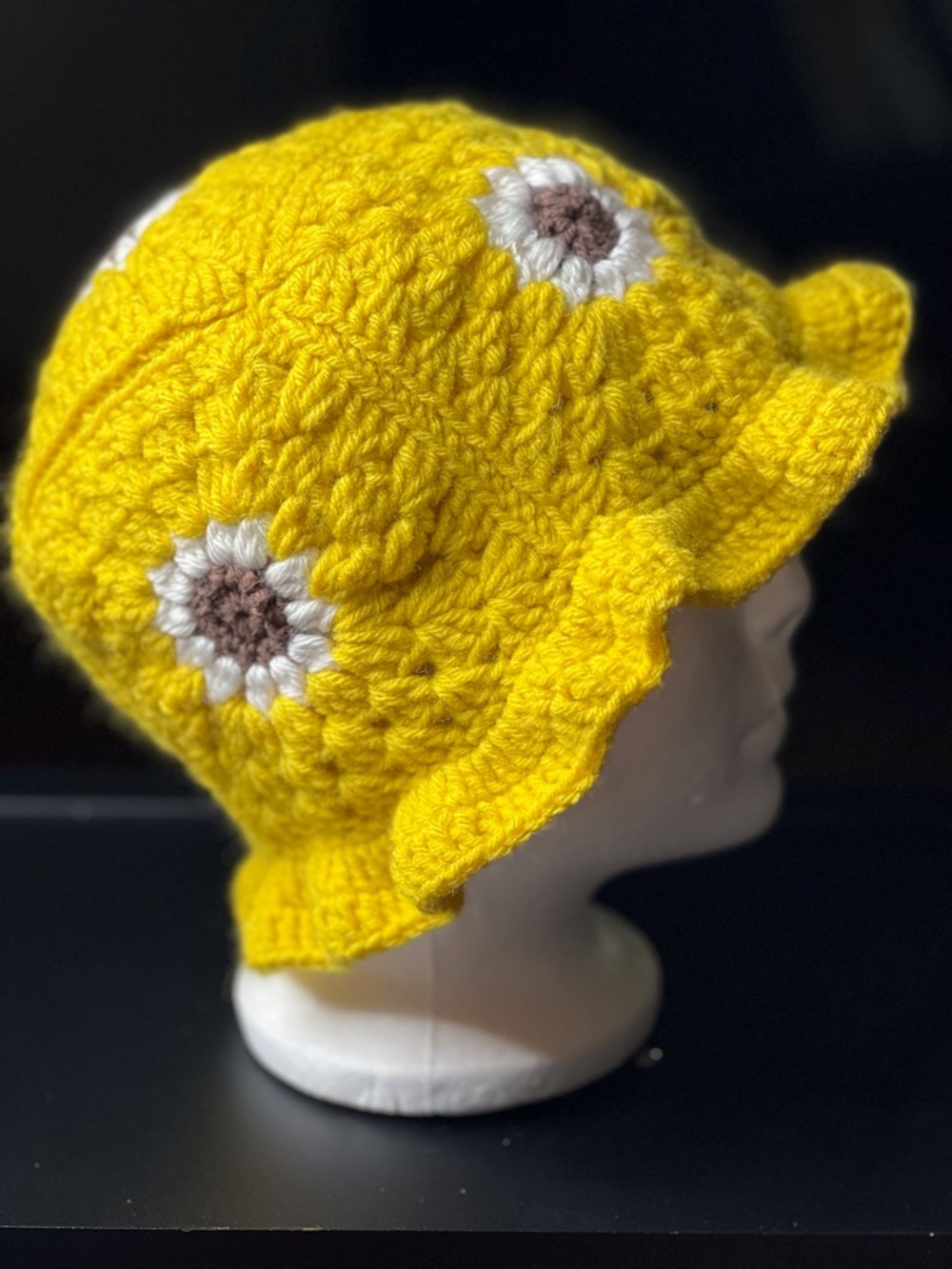Handmade Yellow Crochet Sunflower Bucket Hat